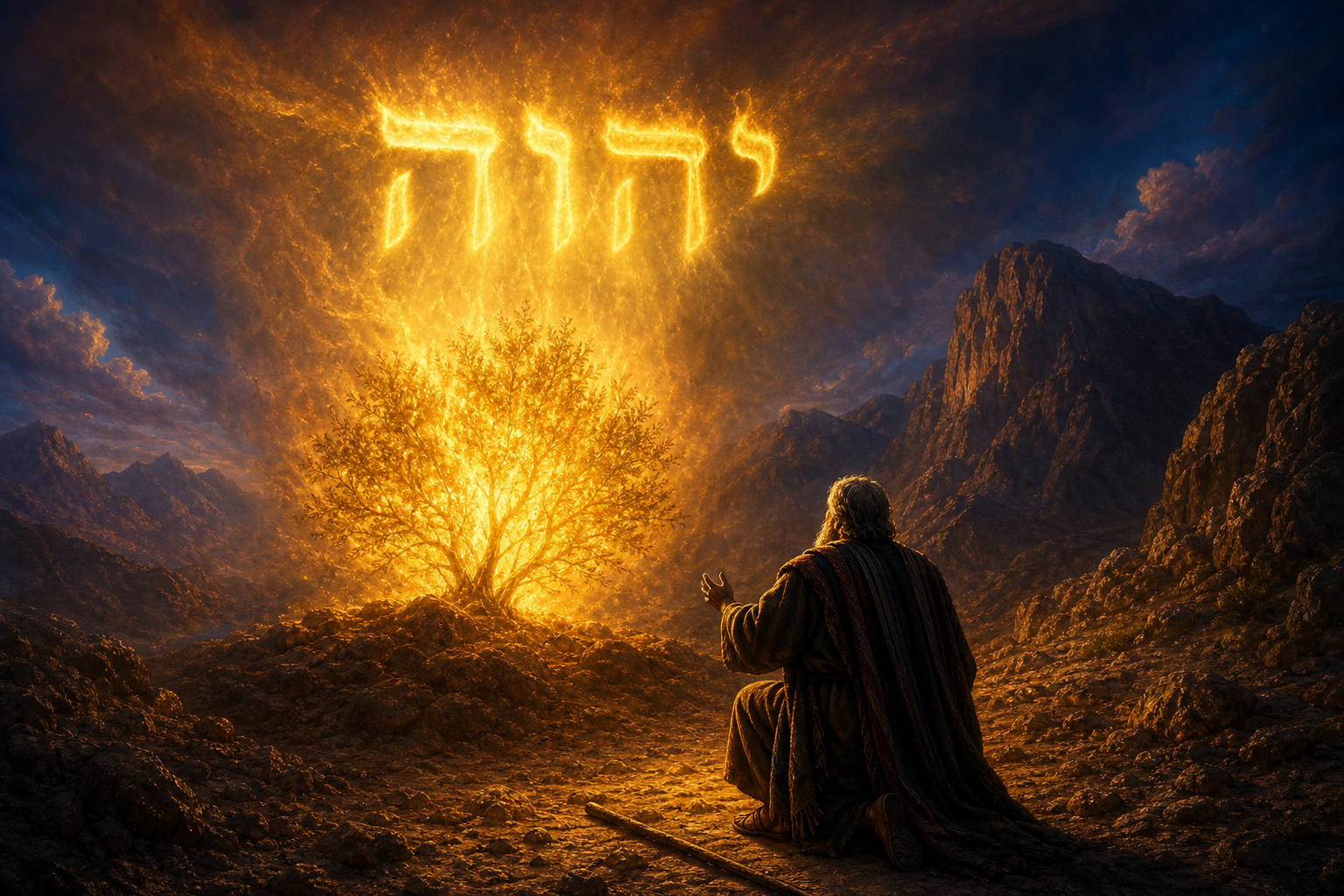 Yahweh — the divine presence revealed at the burning bush on Mount Sinai